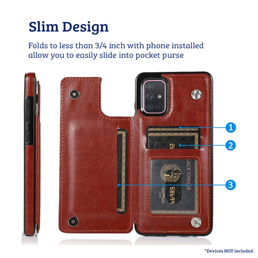 Samsung Galaxy A71 5G Compatible Case Cover With Leather Wallet - Rose Gold
